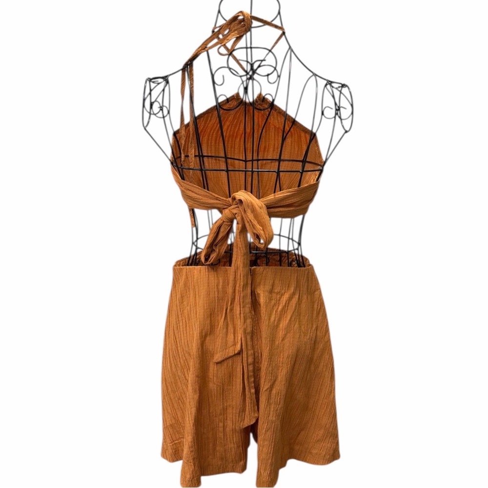 Who What Wear Rust Orange Cut-Out Halter Romper | Ring Detail | Size M/L - Picture 3 of 9